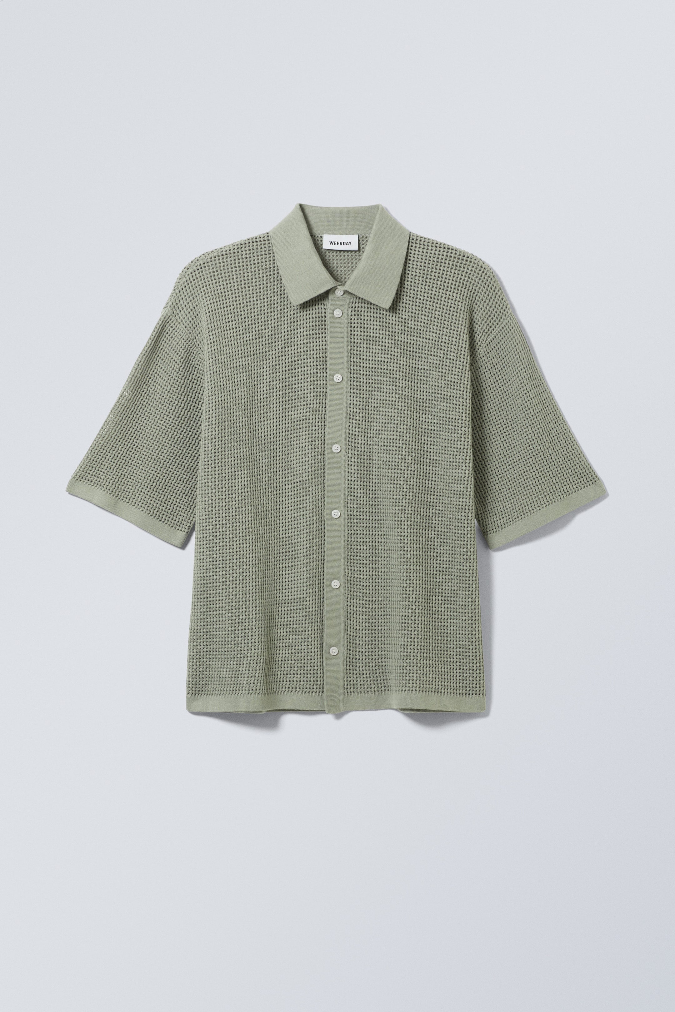 Helles mattes Khaki - Gehäkeltes Kurzarm-Shirt - 0