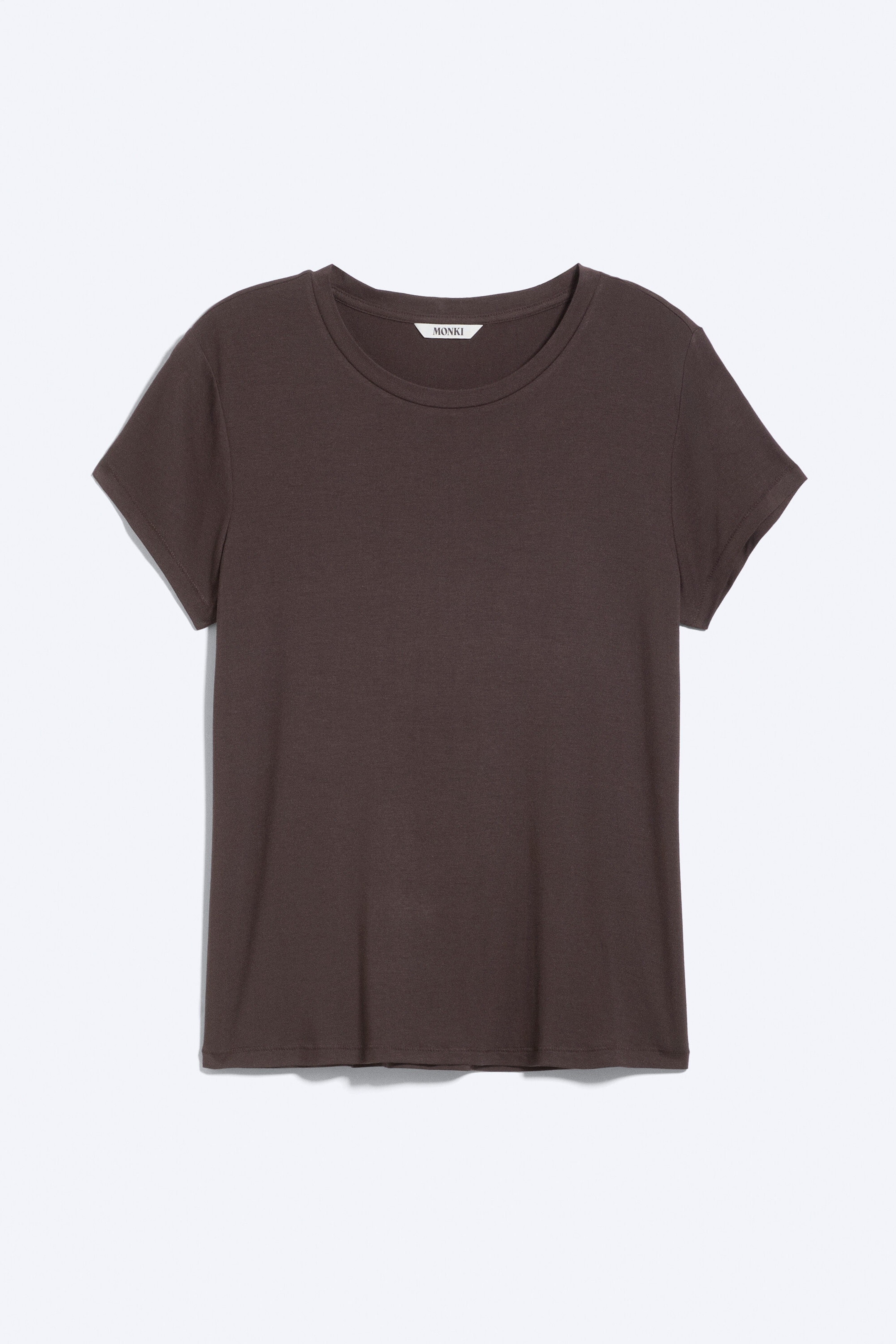 Mörkbrun - T-shirt i viskos med normal passform - 1