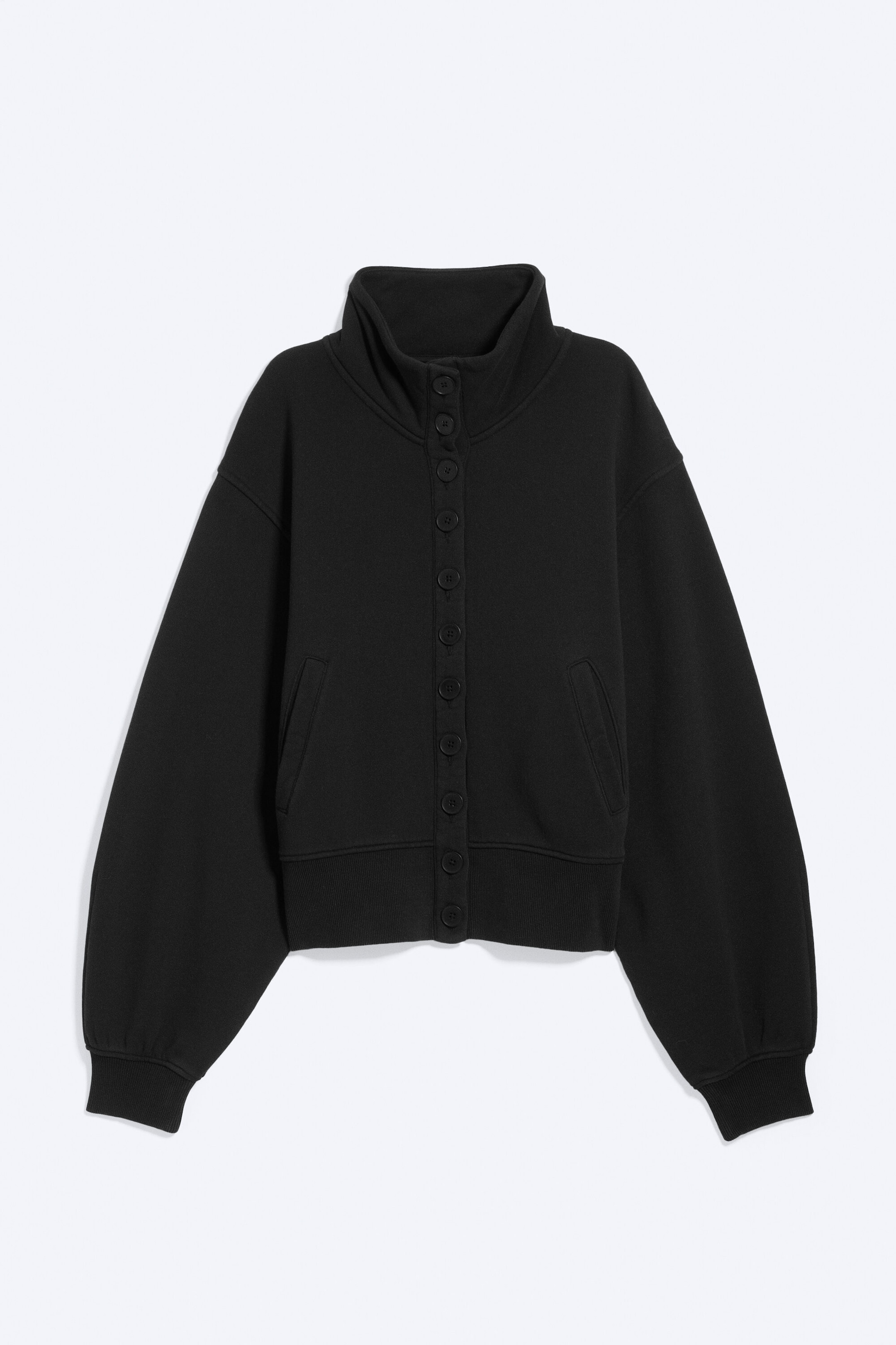 Black - Jersey button up jacket - 4