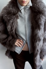 Dark Grey - Relaxed faux fur jacket - 2