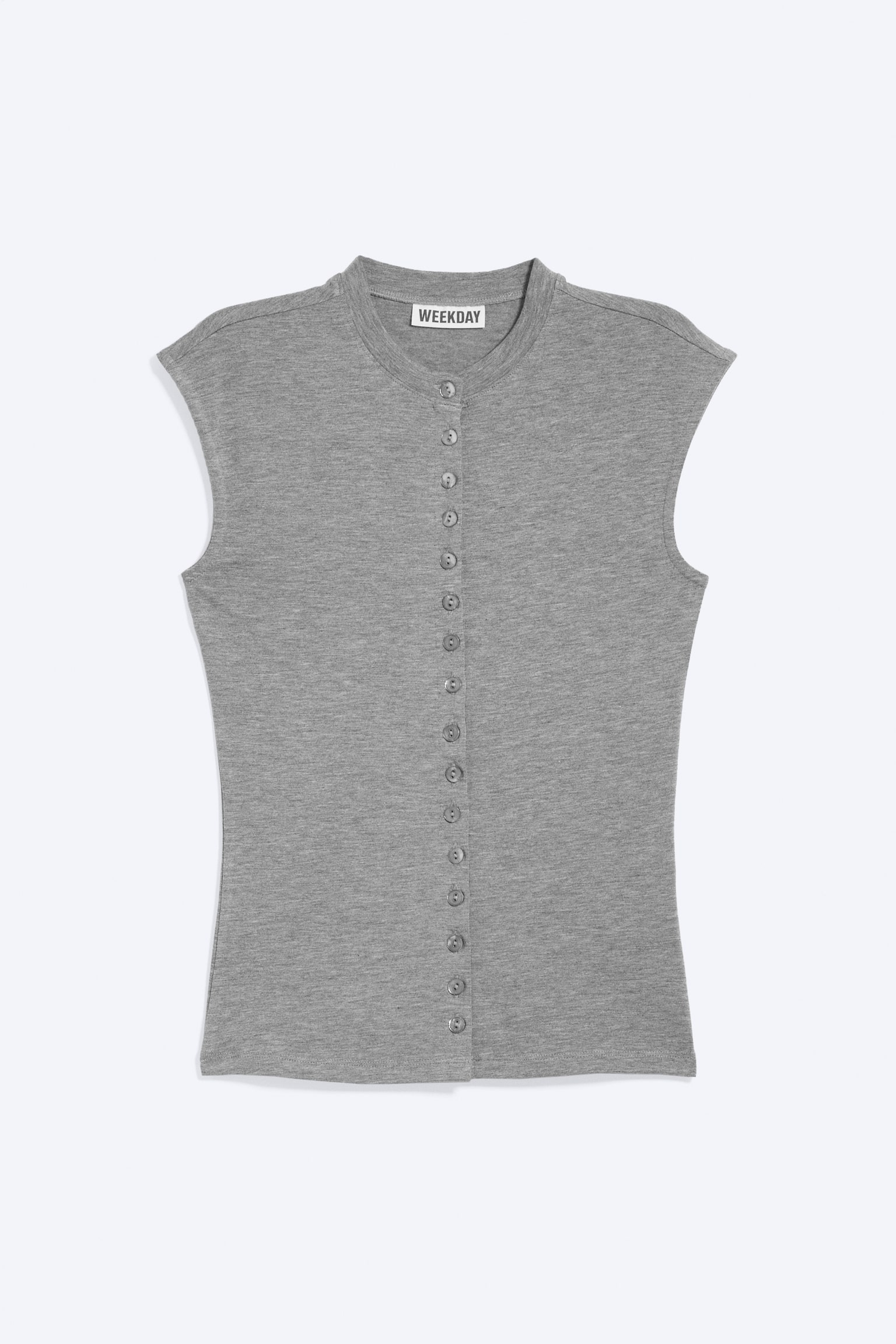 Pearl Button Up Top - Dusty Grey Melange/Black - Pearl Buttons/Zachtgrijs/White - Pearl Buttons - 1