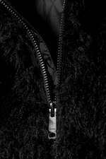 Svart - Fuskpälsjacka med huva - 8