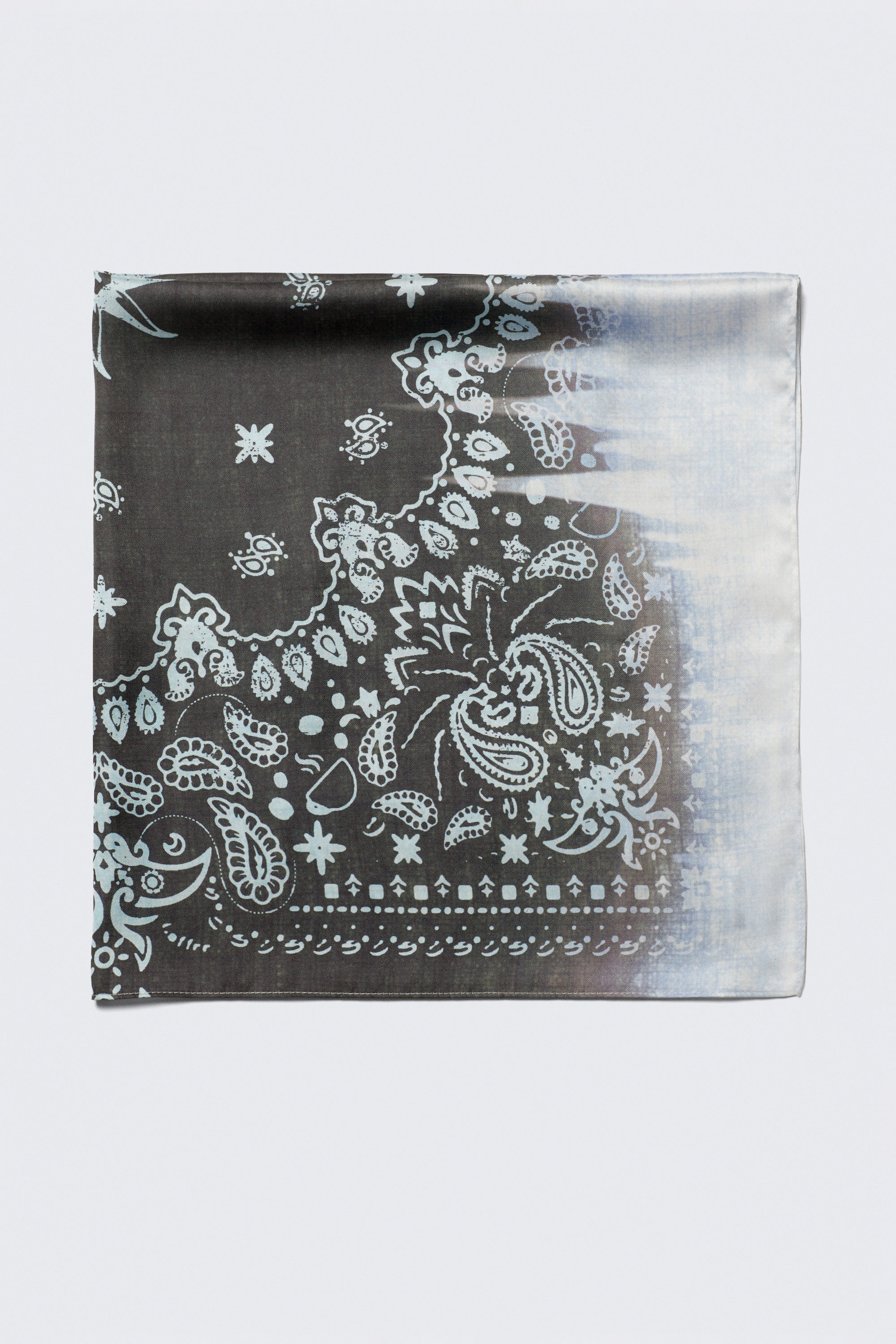 Black/Blue Paisley Pattern - Printed Square Scarf - 1
