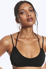 Noir - Haut de bikini lanières à nouer - 1