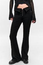 Black - Low Rise Flared Suit Trousers - 2