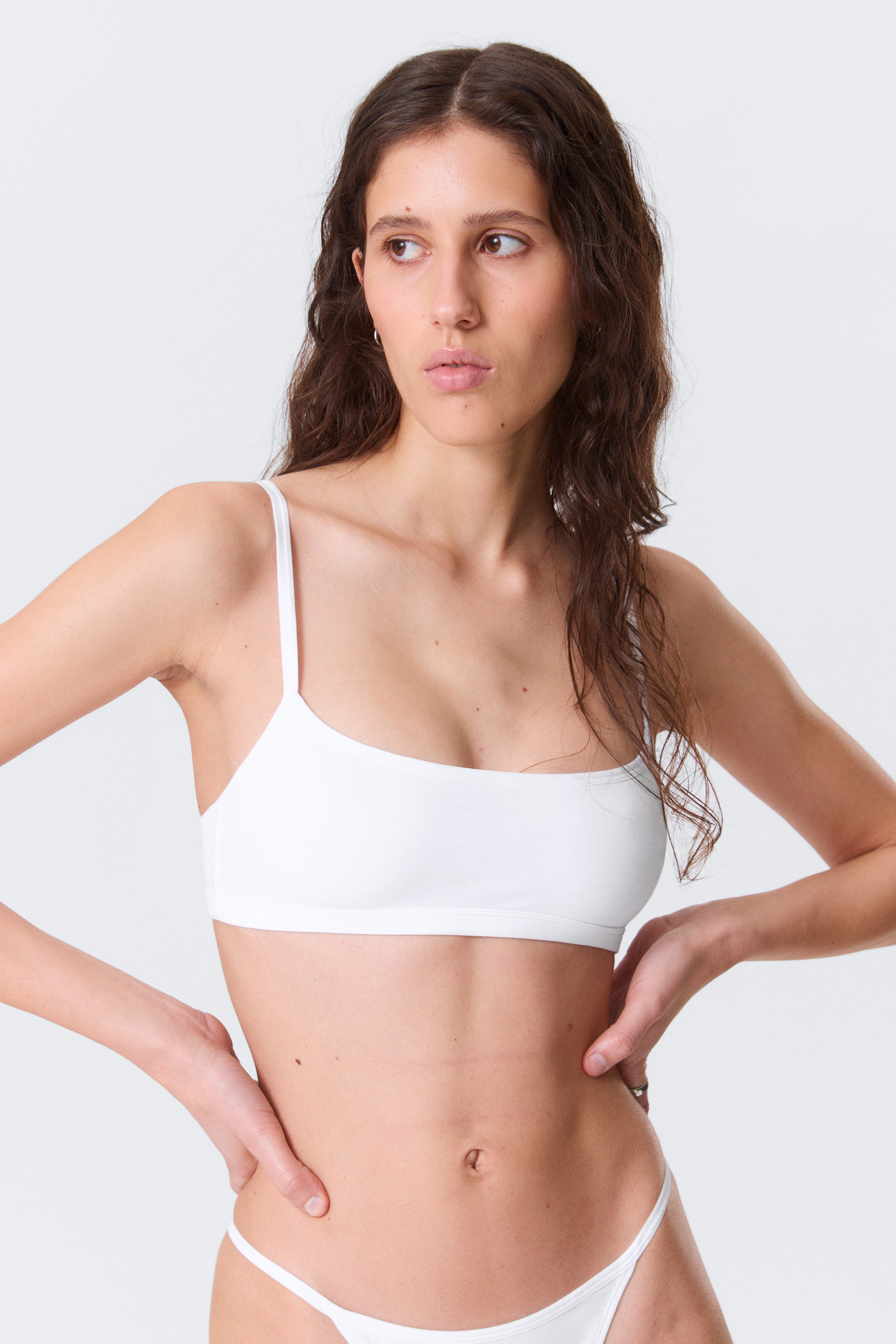 White - Scooped Soft Cotton Bra - 2