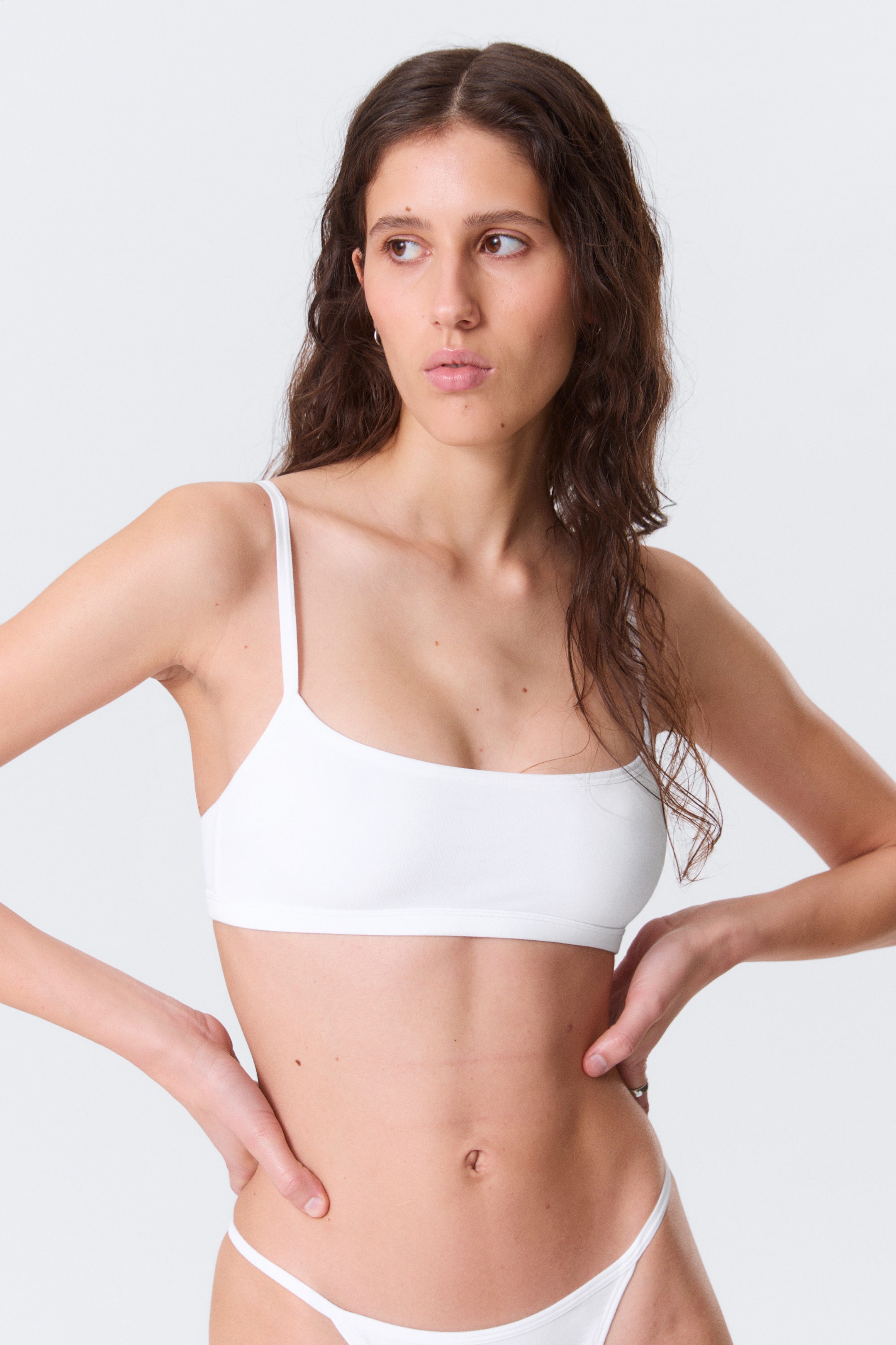 White - Scooped Soft Cotton Bra - 2