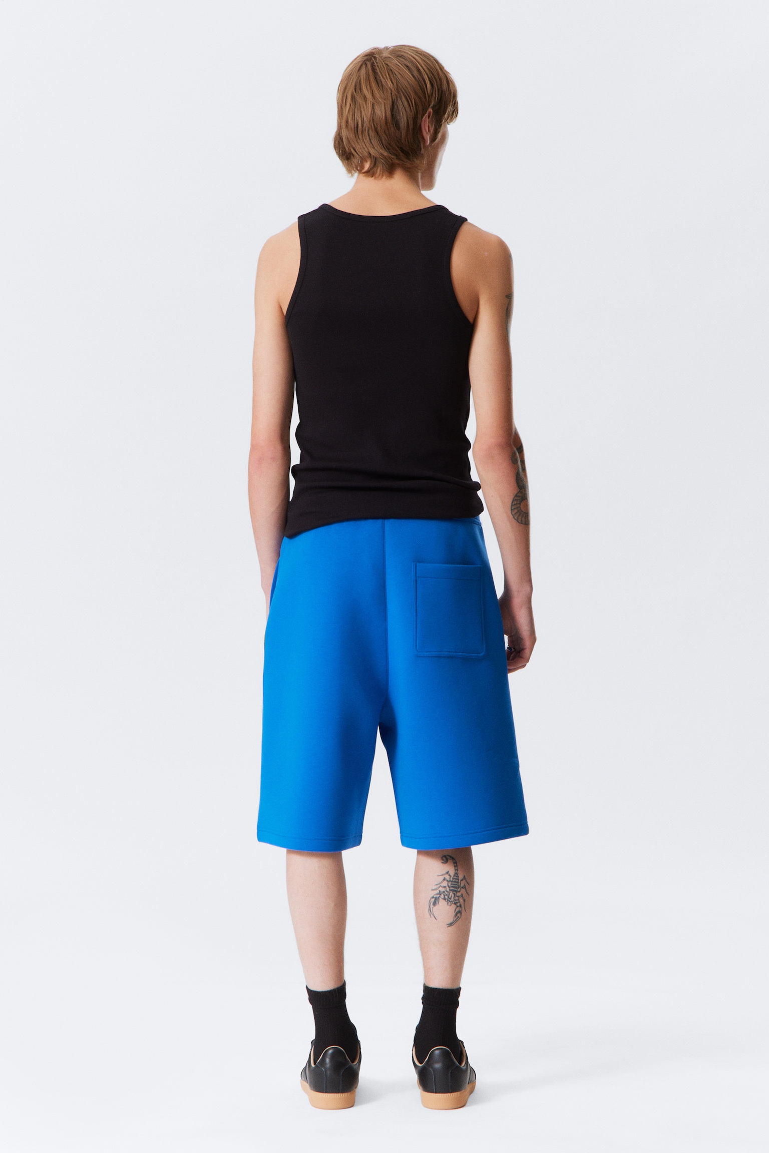 Locker geschnittene Scuba-Shorts - Leuchtendes Blau/Dunkelbraun/Schwarz/Grau meliert - 3