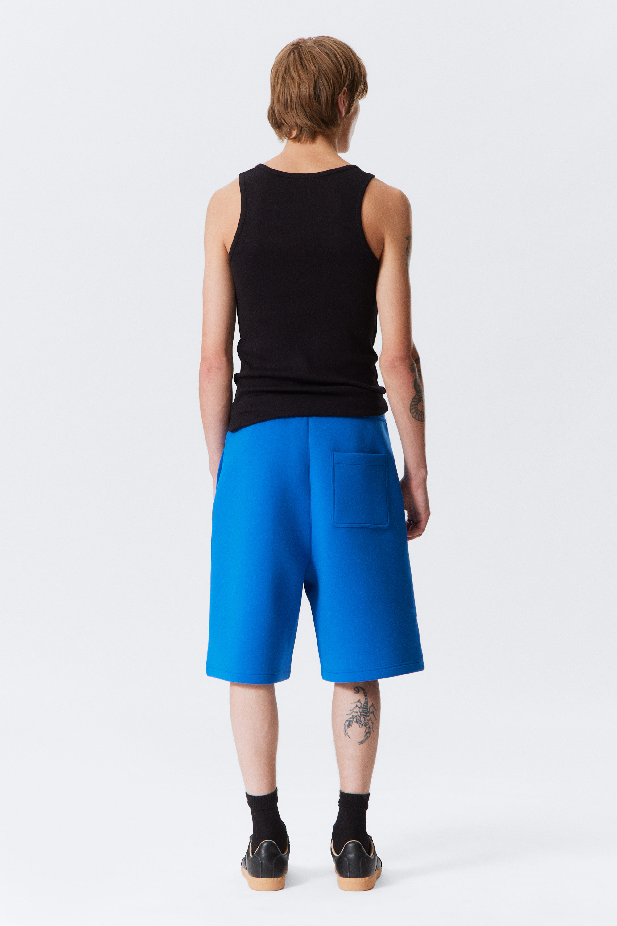 Bright Blue - Loose Fit Scuba Shorts - 3