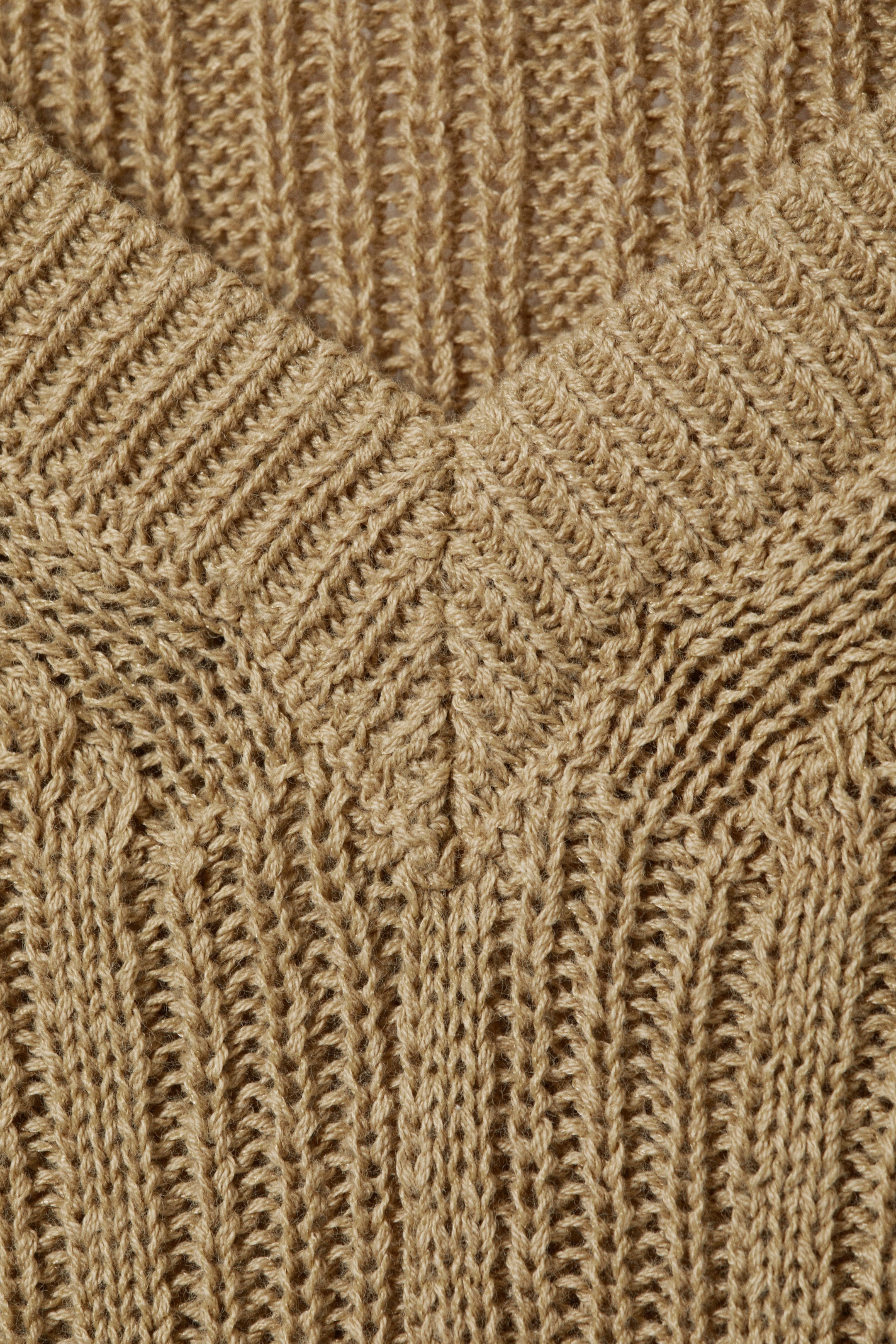 Beige - Ribbed Knitted V-neck Vest - 2