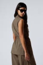 Dark Mole - Sleeveless Loose Fit Utility Vest - 3