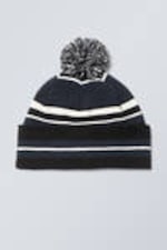 Dark Blue Stripe - Sporty Pom Pom Beanie - 0