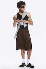 Mørkebrun - Chinoshorts i bomull - 0