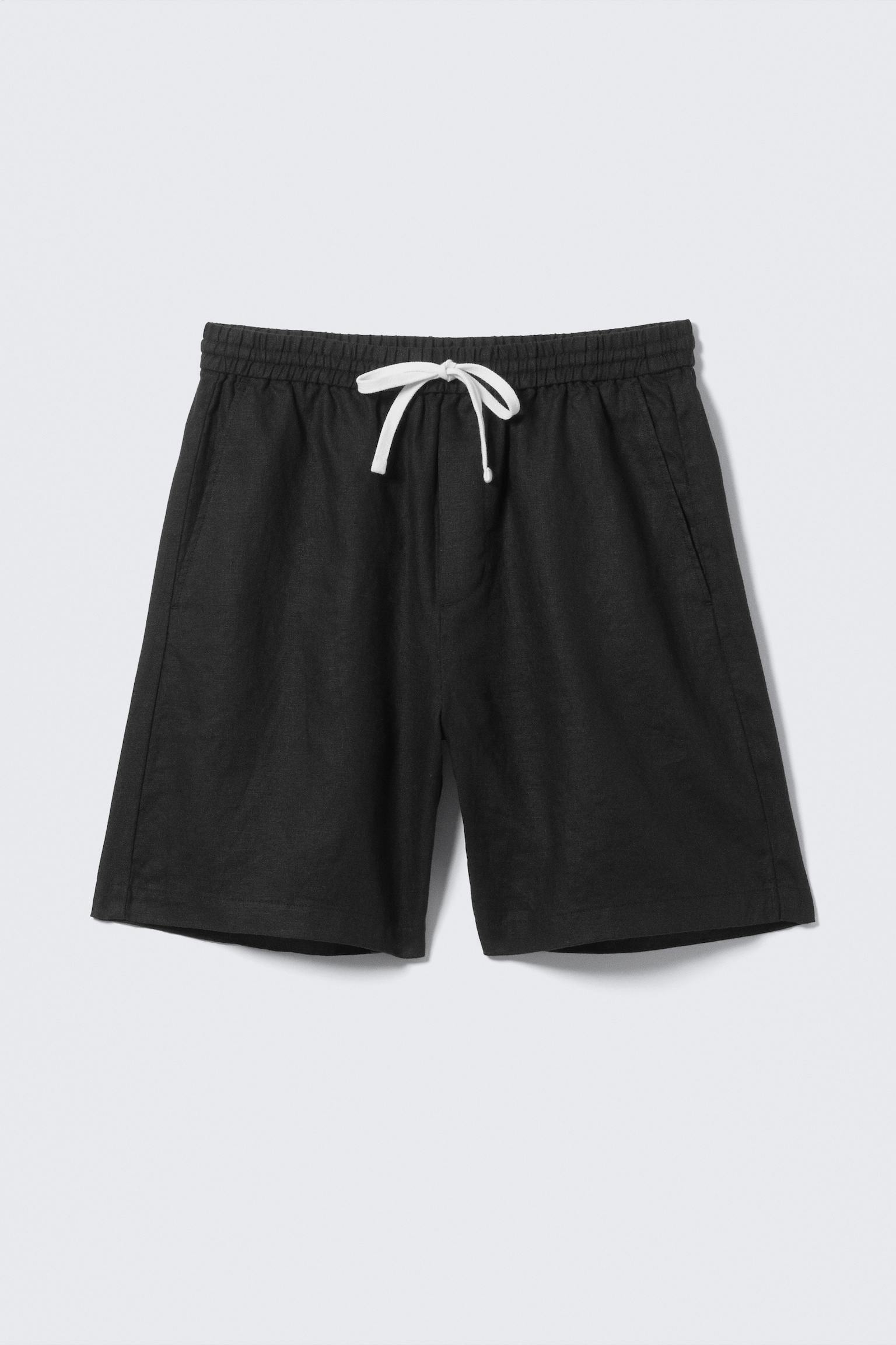 Shorts de lino holgados con cordón - Negro/Marrón oscuro jaspeado/Crudo - 1