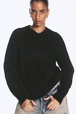 Black - Knitted V-neck Mohair-Blend Sweater - 2