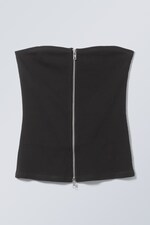 Schwarz - Tubetop Crue mit Reißverschluss - 0