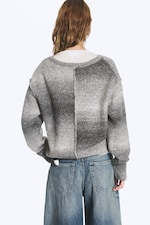 Grey Space Dye - Space Dye gebreide trui met V-hals - 3