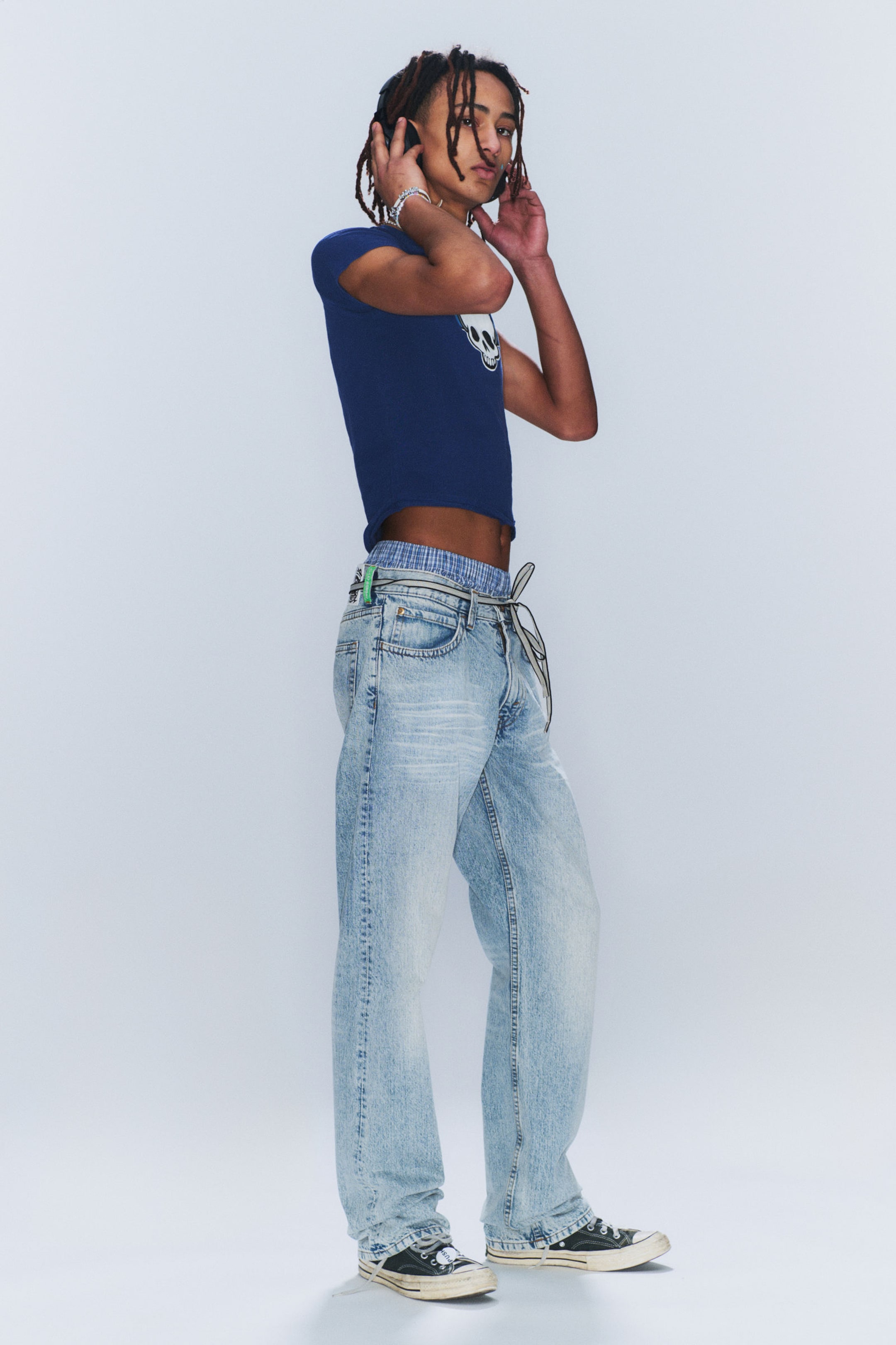 Hellblau - Anti – Unisex-Jeans mit niedrigem Bund - 3