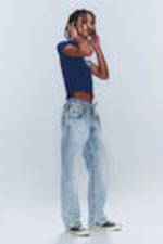 Hellblau - Anti – Unisex-Jeans mit niedrigem Bund - 3