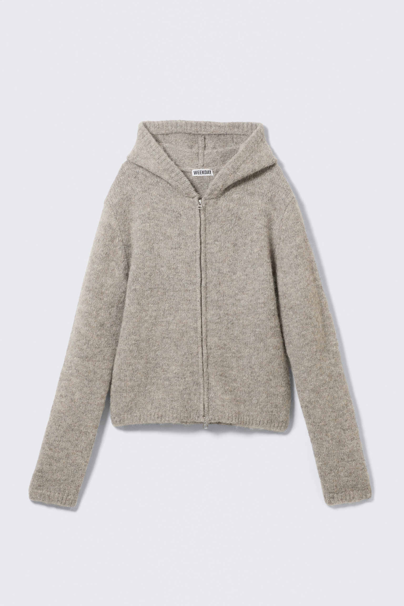 Knitted Wool-Blend Zip Hoodie - Dark Mole Melange - 1