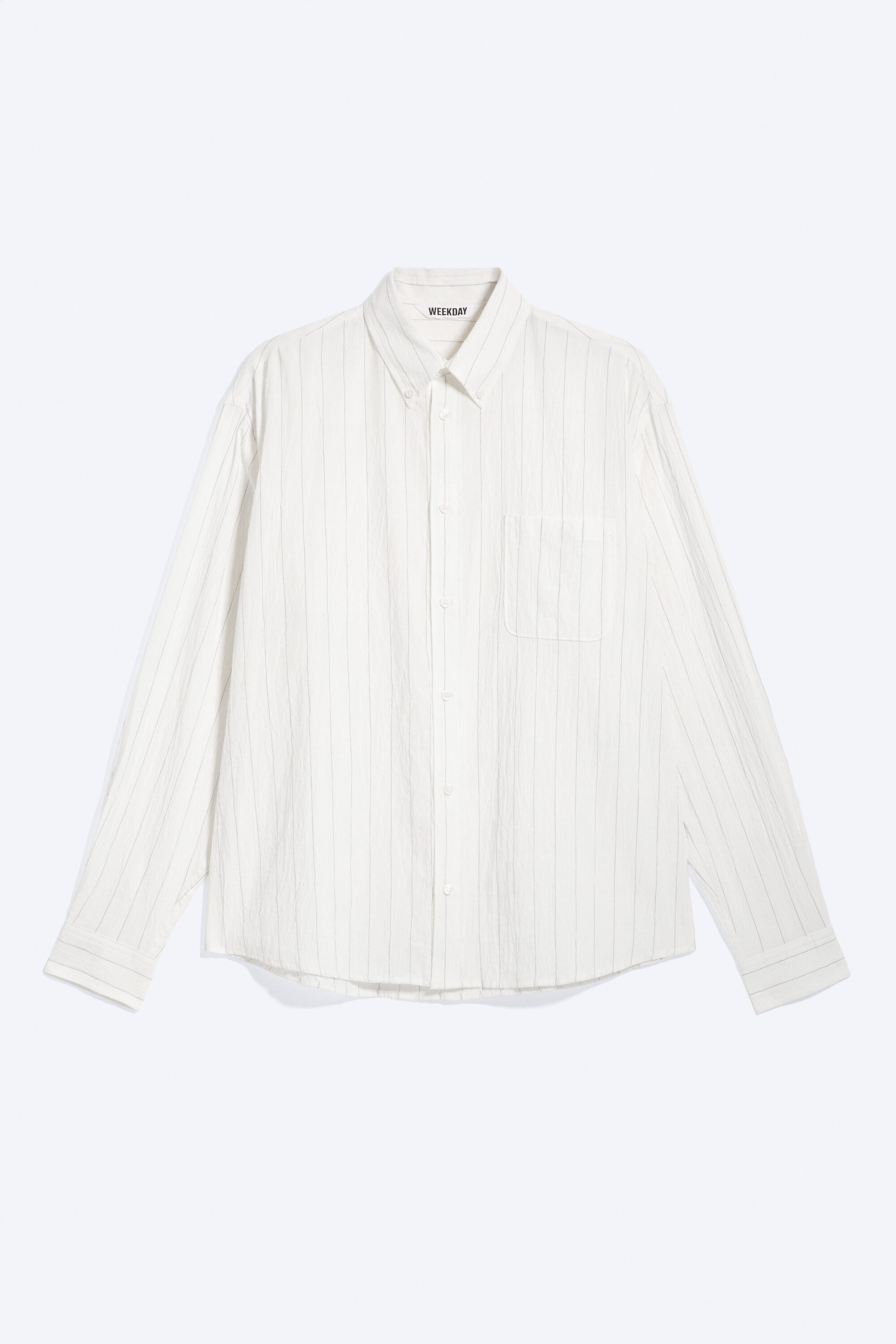 Striped Dusty White - Loose Structured Buttoned Shirt - 4