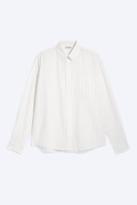 Striped Dusty White - Loose Structured Buttoned Shirt - 4