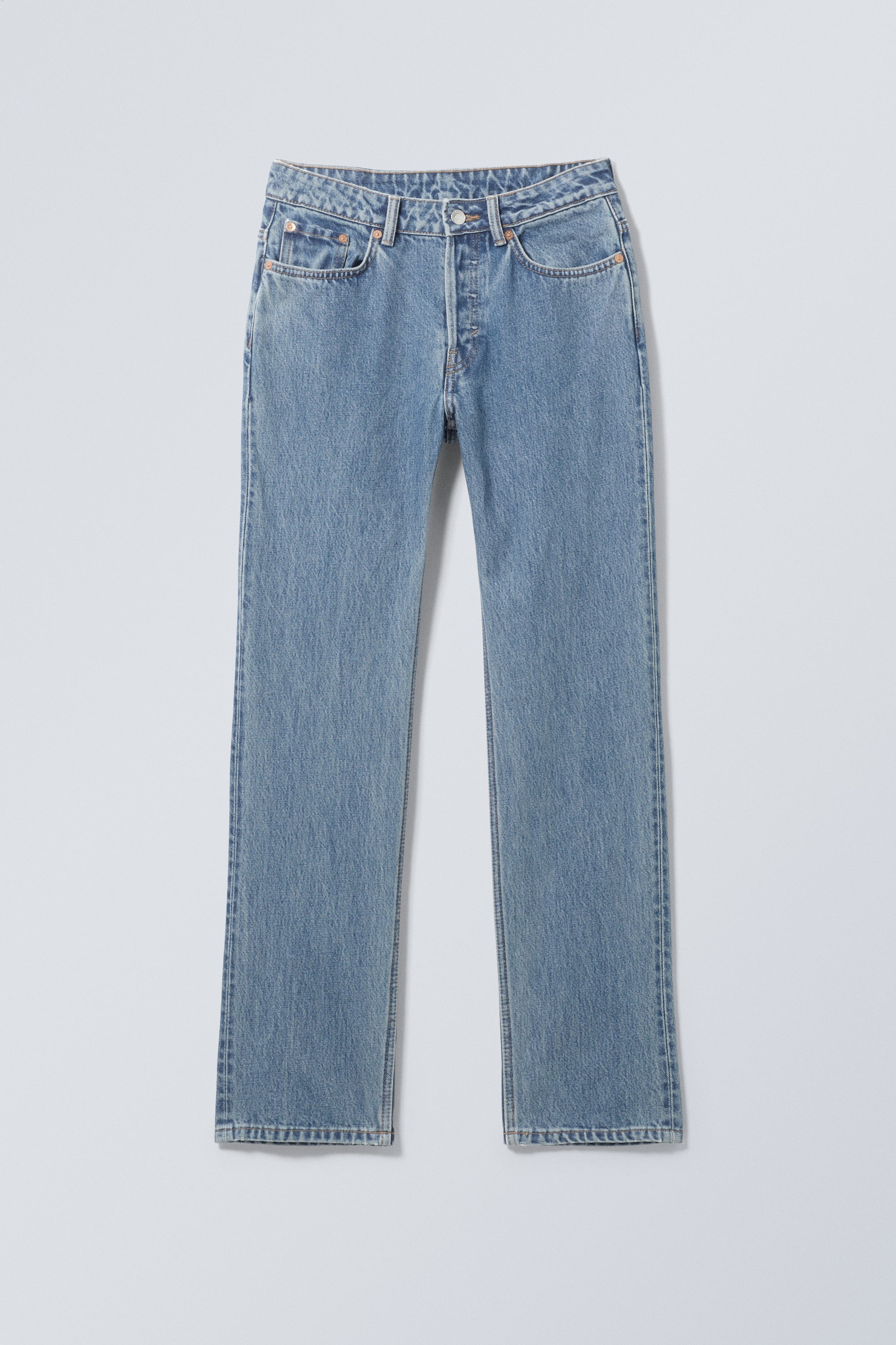 90s Blue - Medium Blue - Pin Mid Rise Regular Straight Jeans - 1