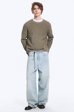 Dream Blue - Light Blue - Astro Mid Rise Loose Baggy Unisex Jeans - 0