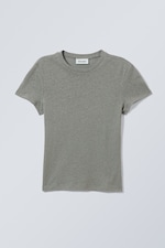 Soft Green - Linen Blend Fitted T-shirt - 0