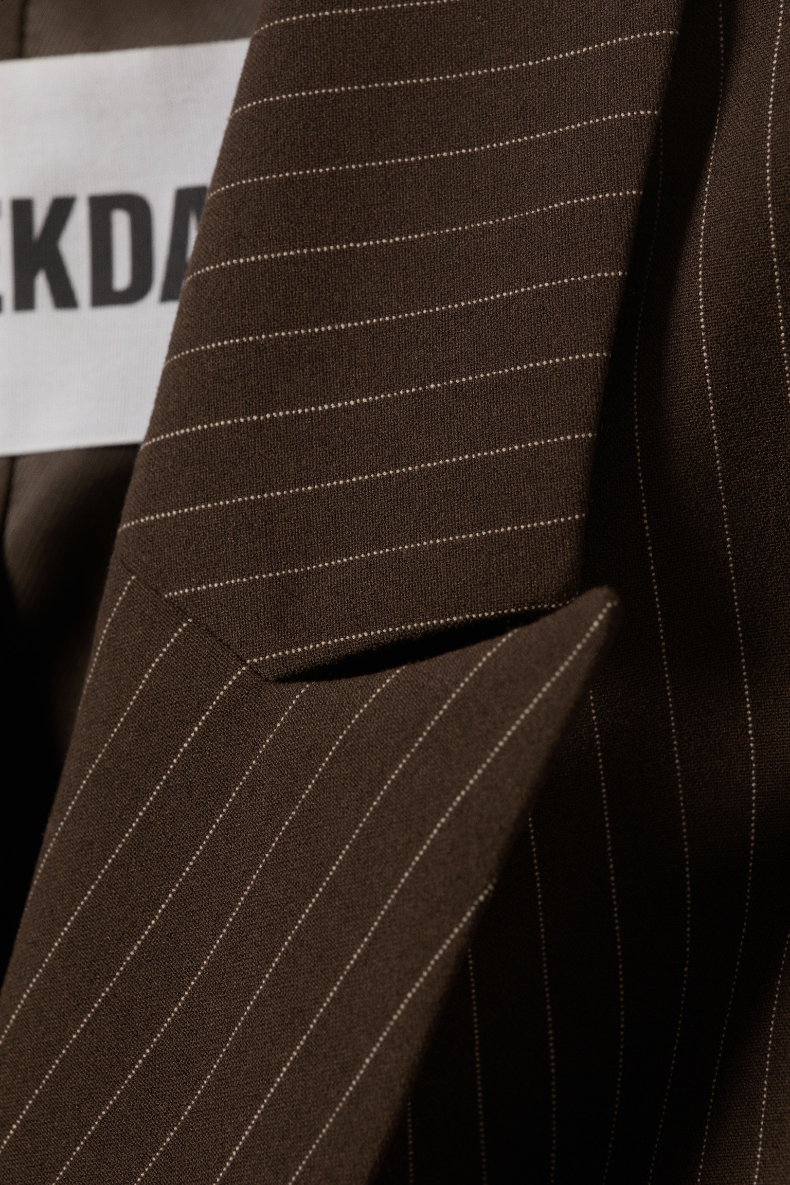 Short Fitted Blazer - Dark Brown - Pinstripe/Black - 3