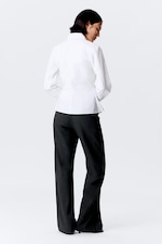 White - Asymmetric Fitted Poplin Shirt - 4