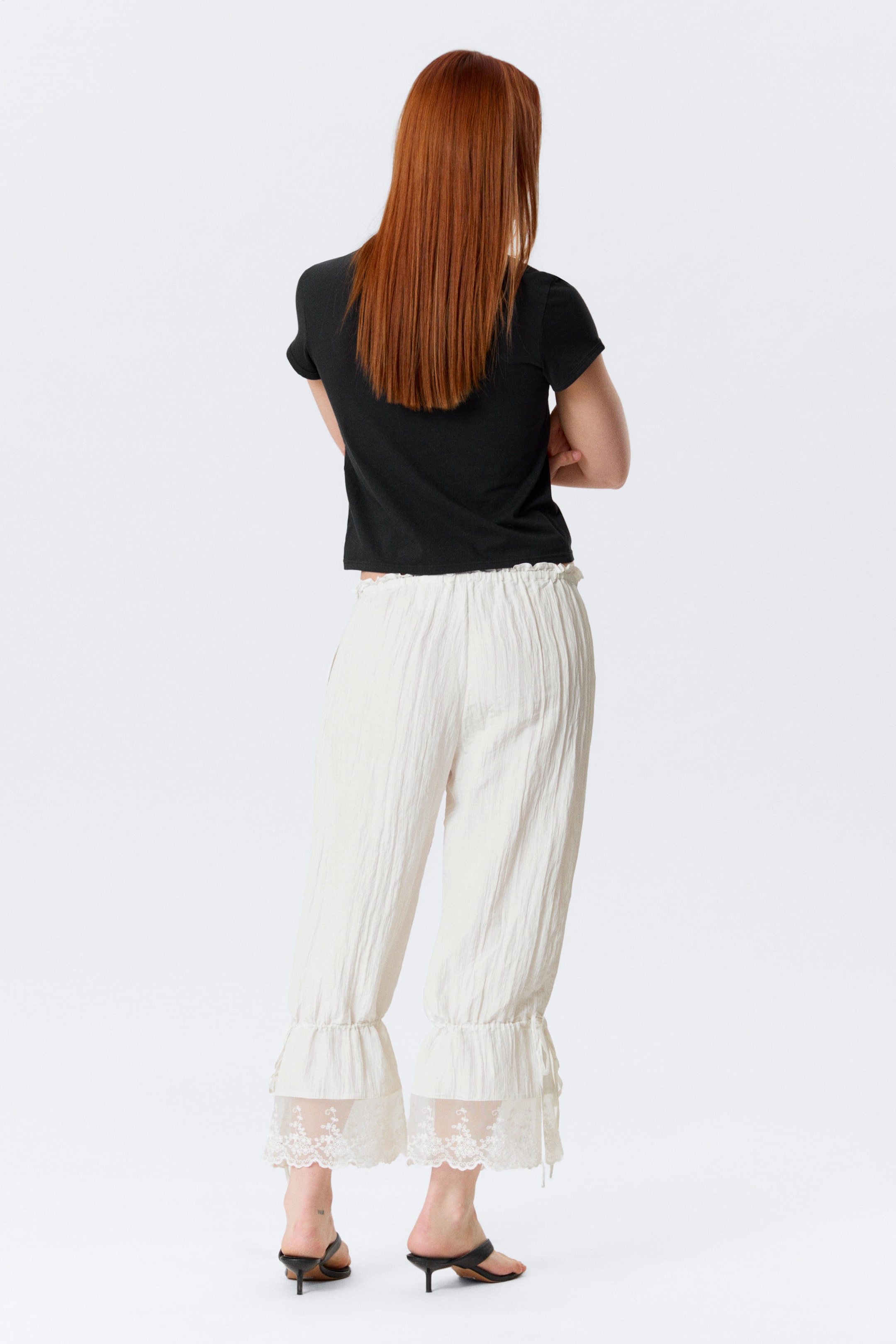 Weiß - ROSABEL - LOCKERE LOW-WAIST-BLOOMERS MIT SPITZE - 3