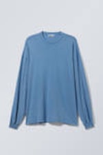 Blauw met wassing - Oversized T-shirt met lange mouwen - 0