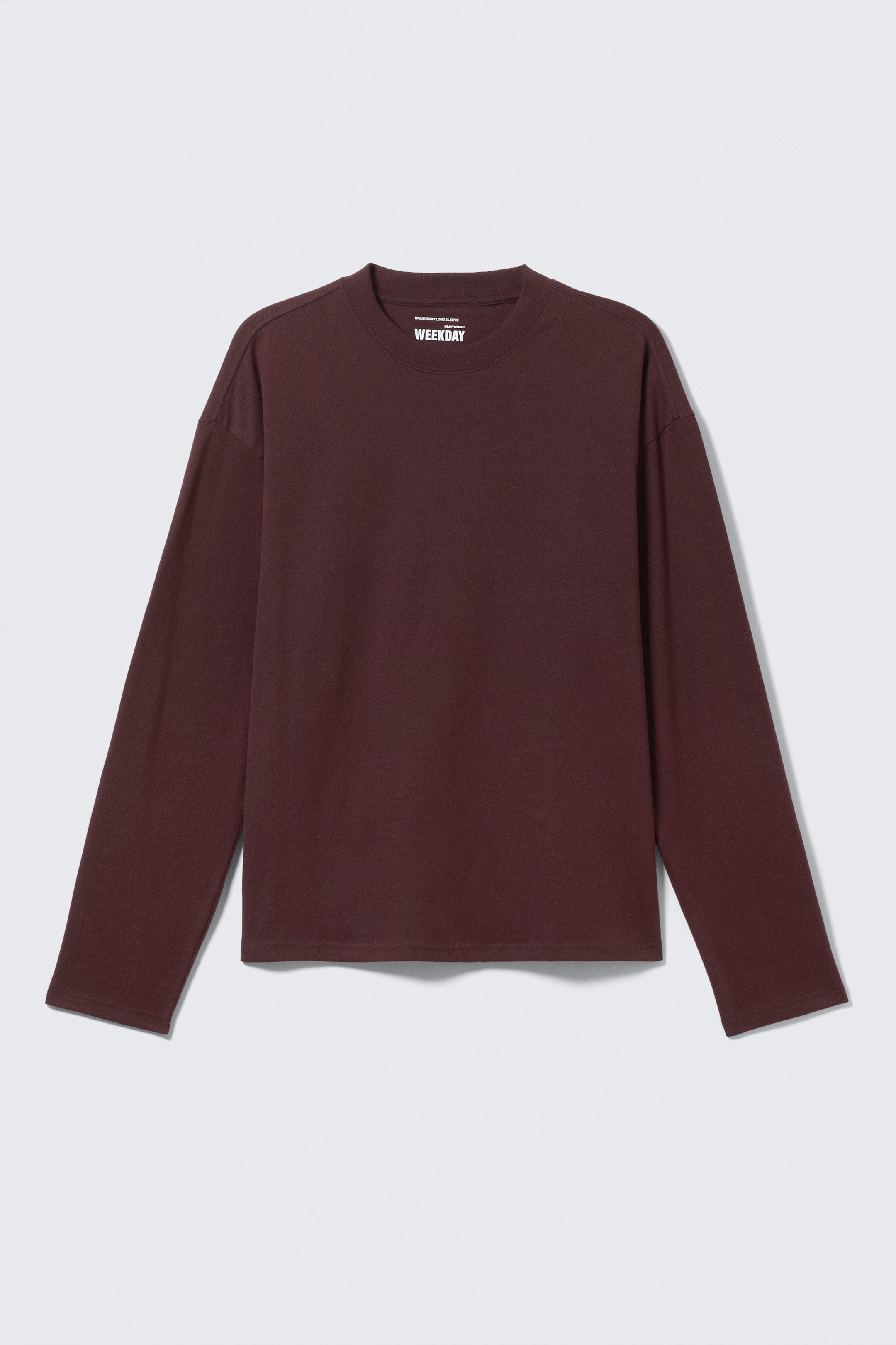 Burgundy - Loose Boxy Long-Sleeved T-shirt - 0