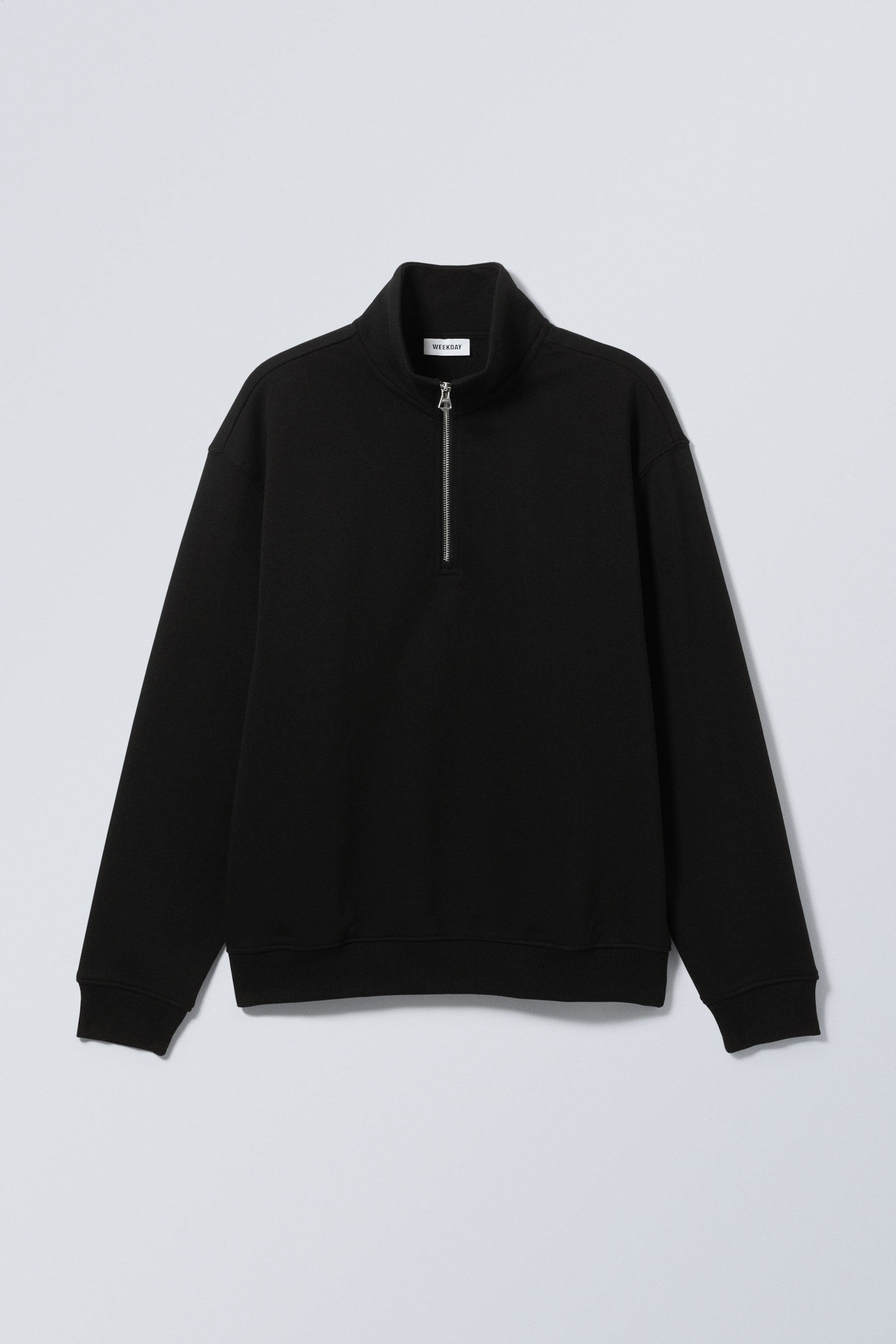Black - Relaxed Heavy Half Zip Sweater - 3