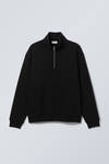 relaxed heavy half zip sweater - Black | Weekday WW