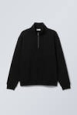 Black - Relaxed Heavy Half Zip Sweater - 3