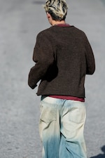 Dark Brown Melange - Boxy Knitted Jumper - 5