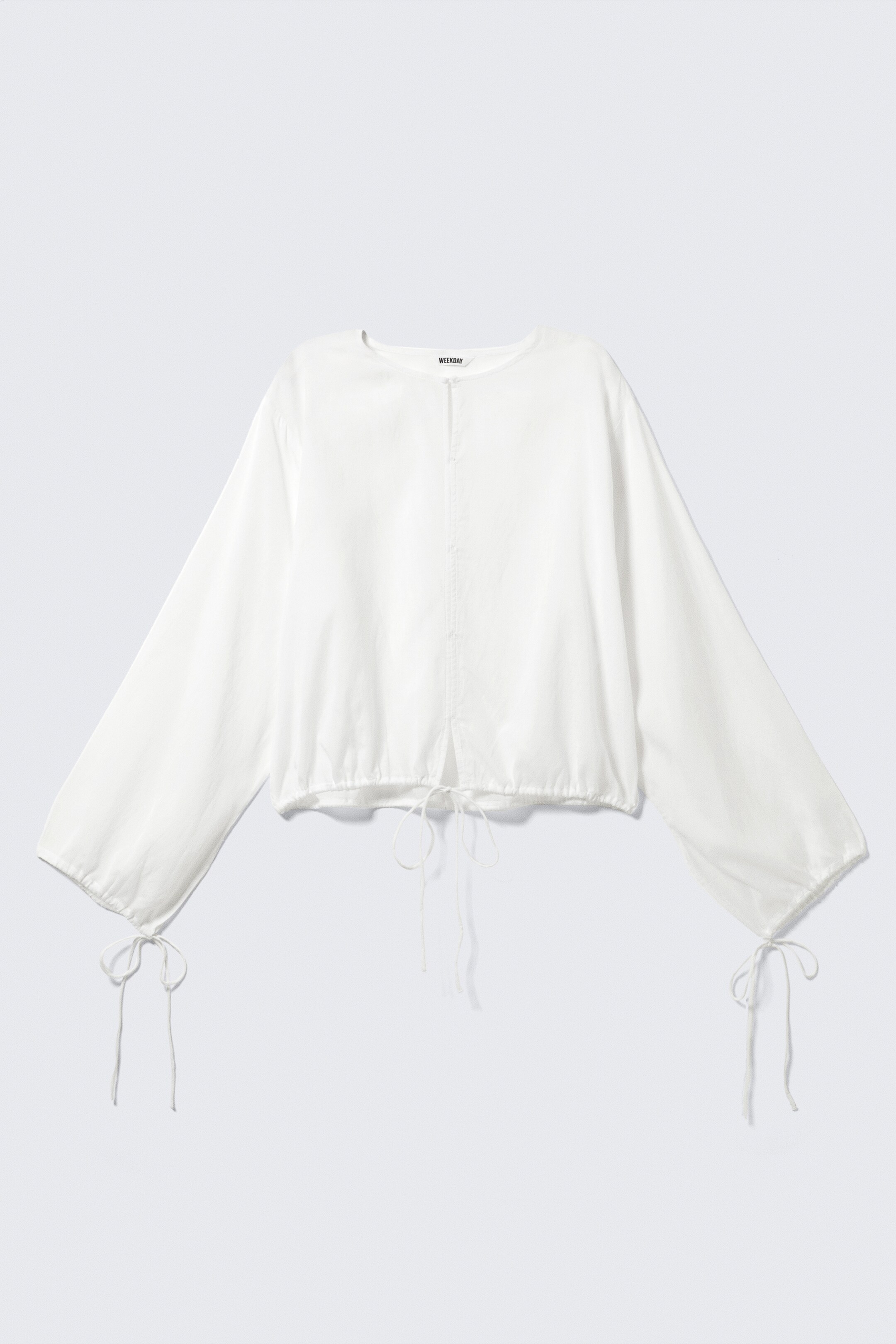 Agrandir l'image: Blouse à manches longues avec lien de serrage - Blanc - FEMME | H&M CH 4
