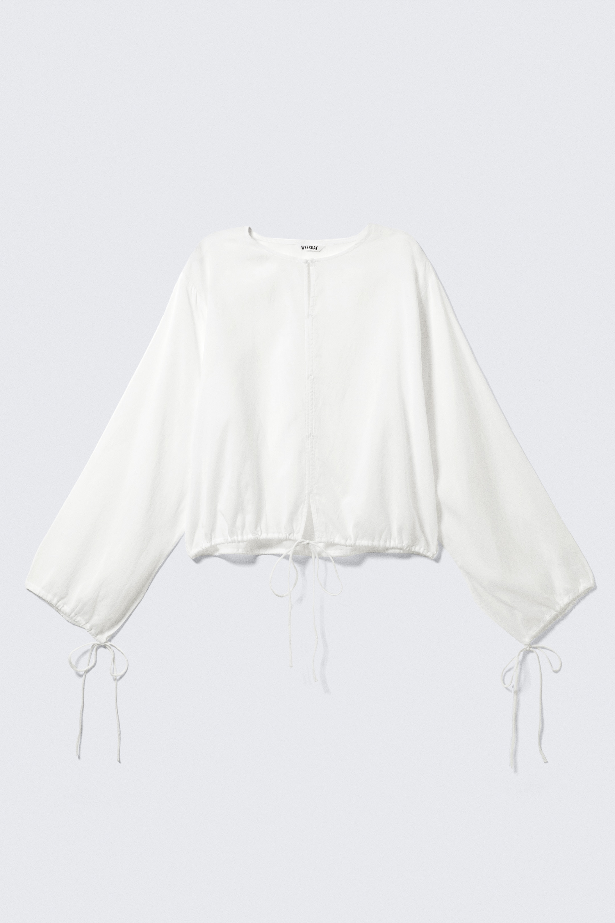 Agrandir l'image: Blouse à manches longues avec lien de serrage - Blanc - FEMME | H&M FR 4