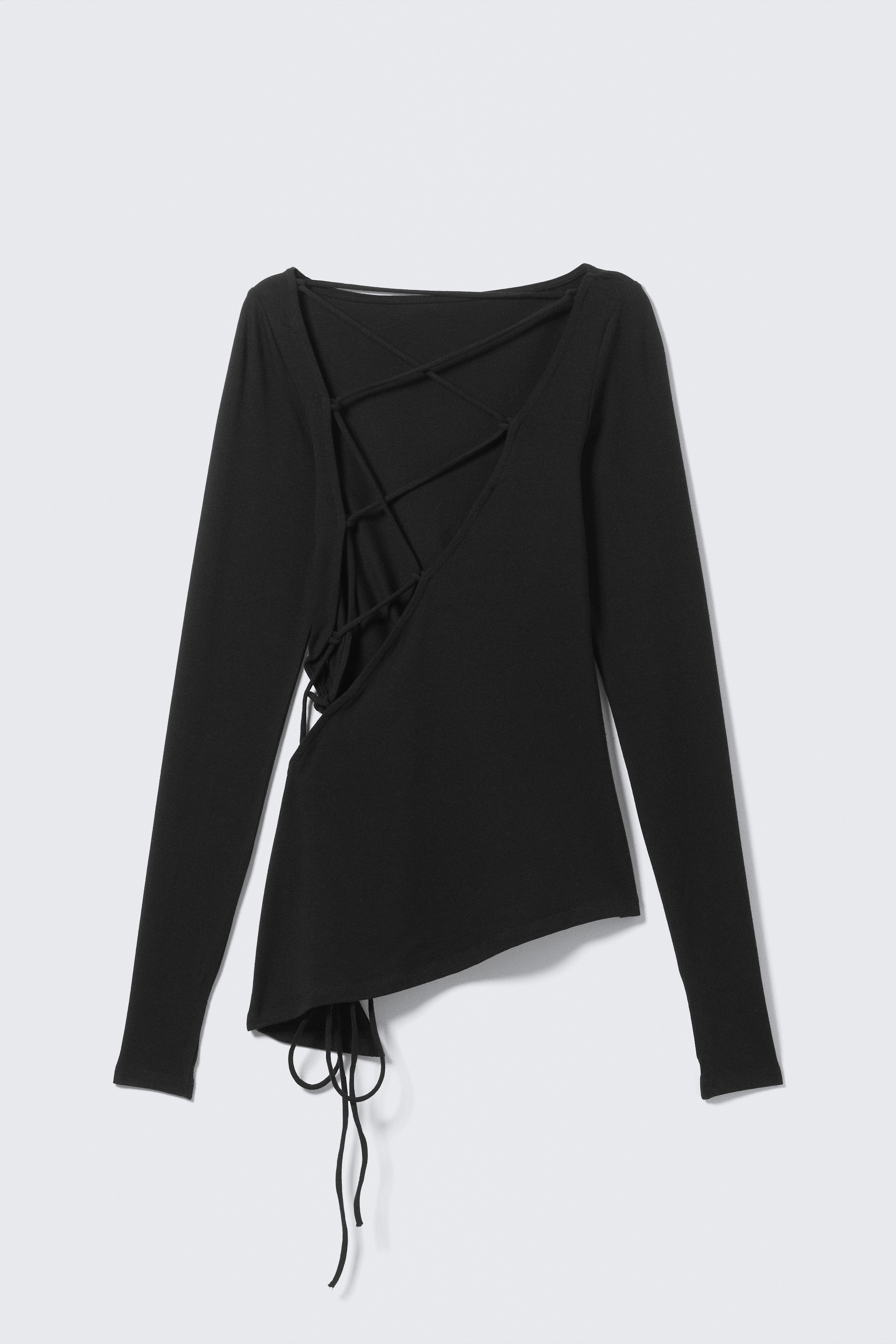 Aszimmetrikus, hosszú ujjú, keresztpántos felső - Fekete/Világosszürke