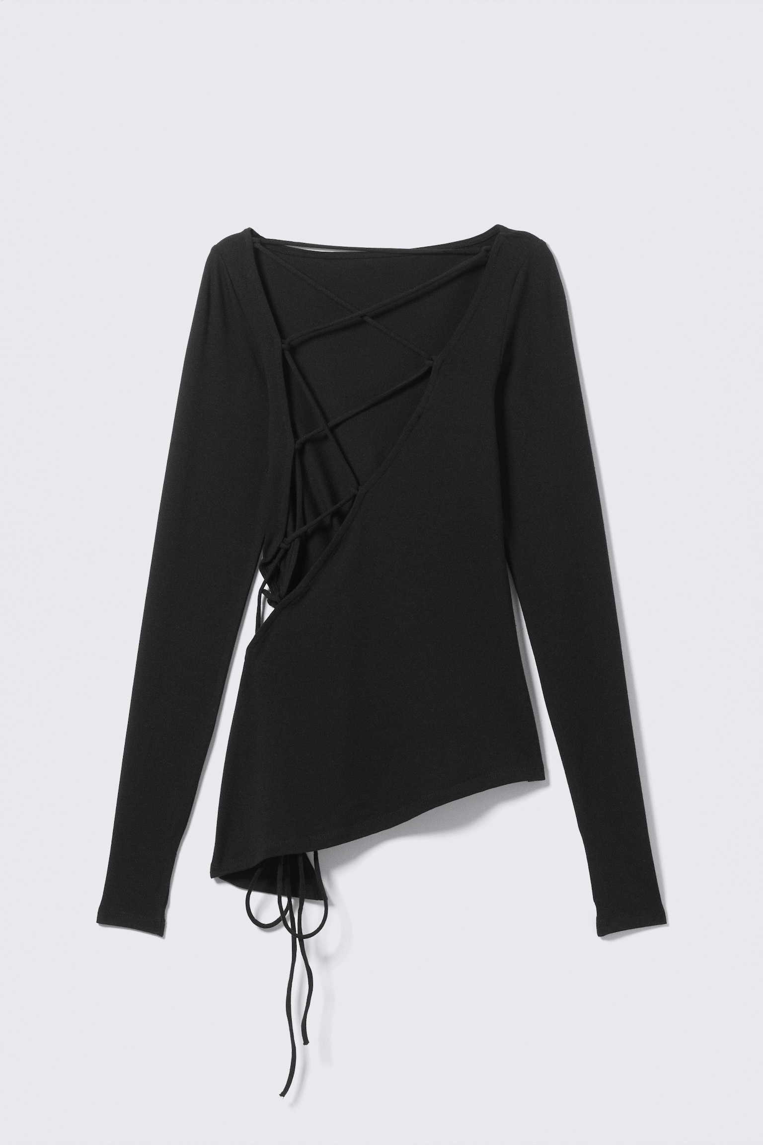 Top a maniche lunghe asimmetrico incrociato - Nero/Grigio chiaro - 2
