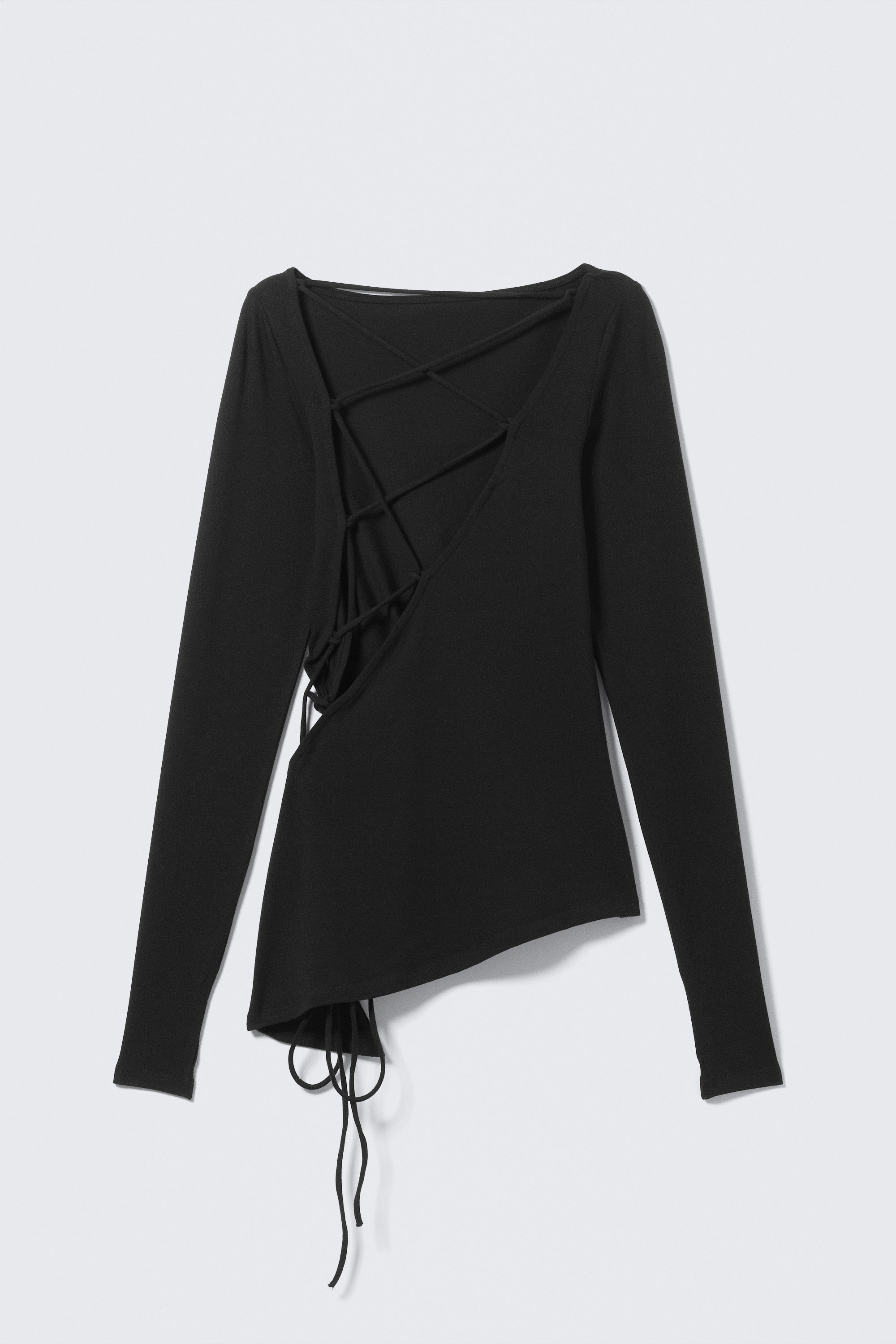 asymmetric long-sleeved cross back top - Black | Weekday GB