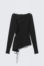 Noir - Top asymétrique à manches longues - 1