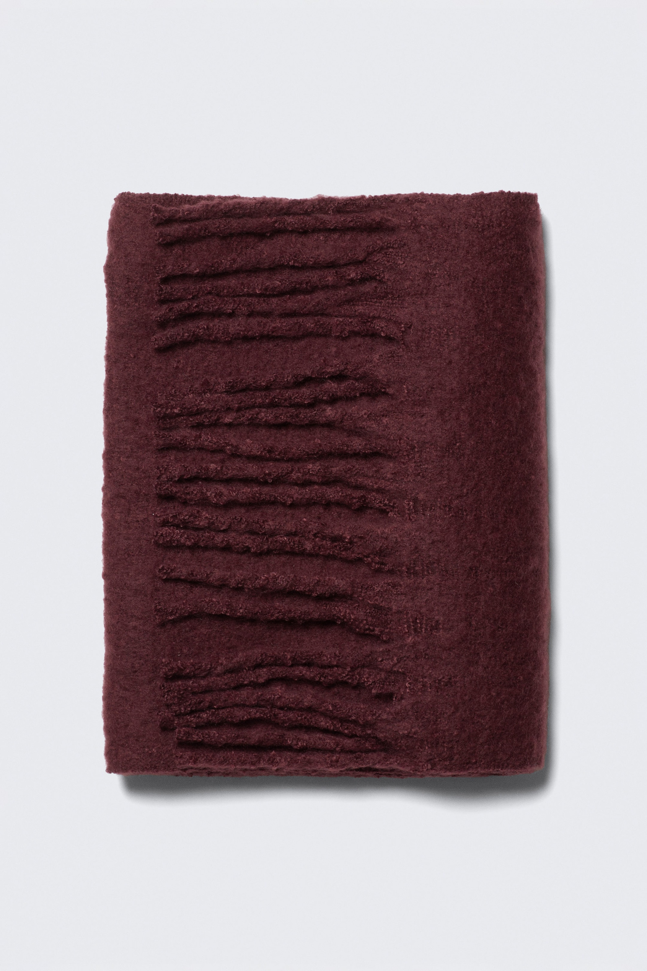 Burgundy - Chunky Fringed Scarf - 2