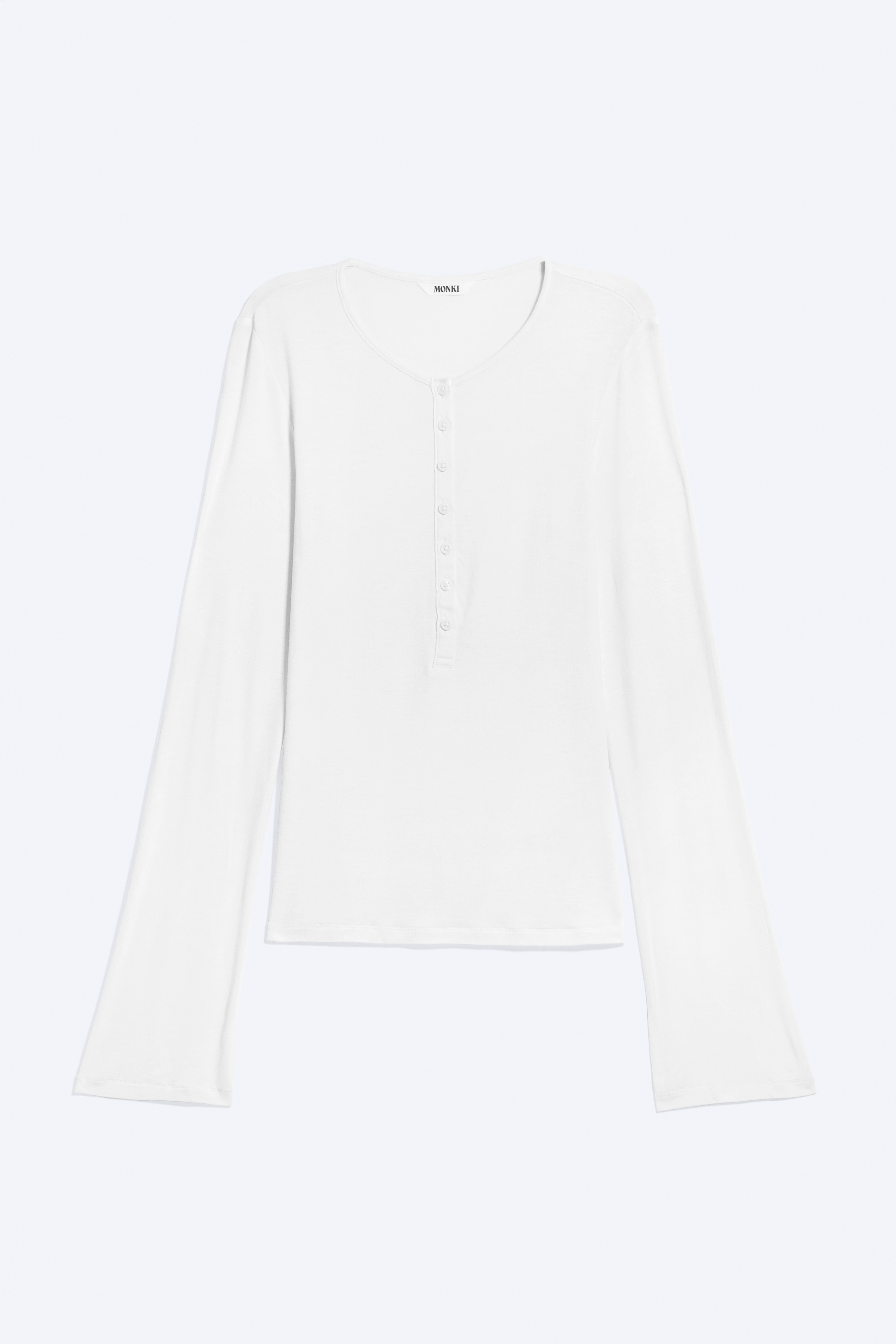 Slim fit Långärmad Henley - Vit/Svart/Mörkröd/Svart Randig