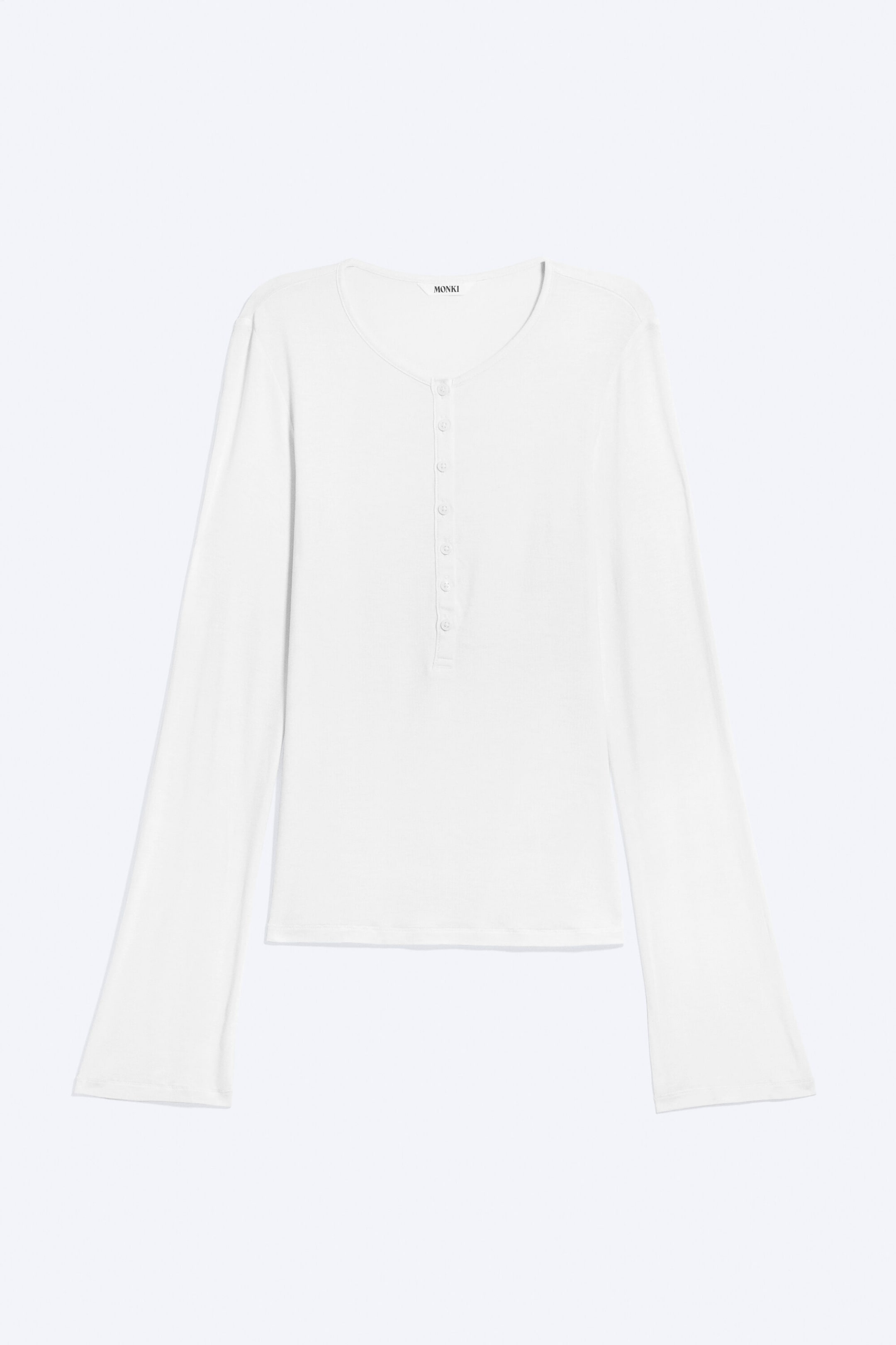 White - Slim fit long-sleeved henley - 4