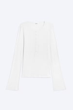White - Slim fit long-sleeved henley - 4
