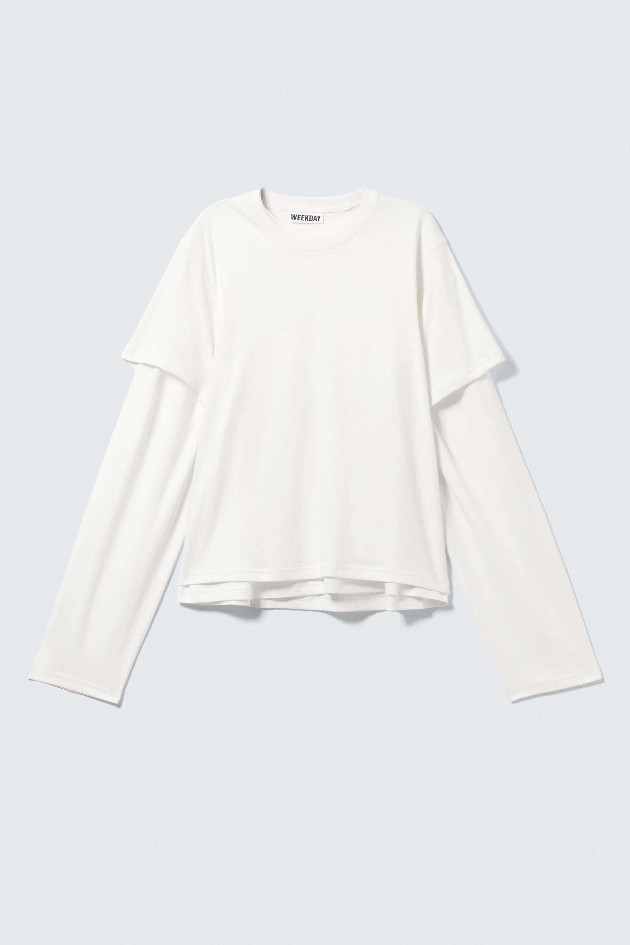 White - Layered Long-Sleeved Cotton T-shirt - 4