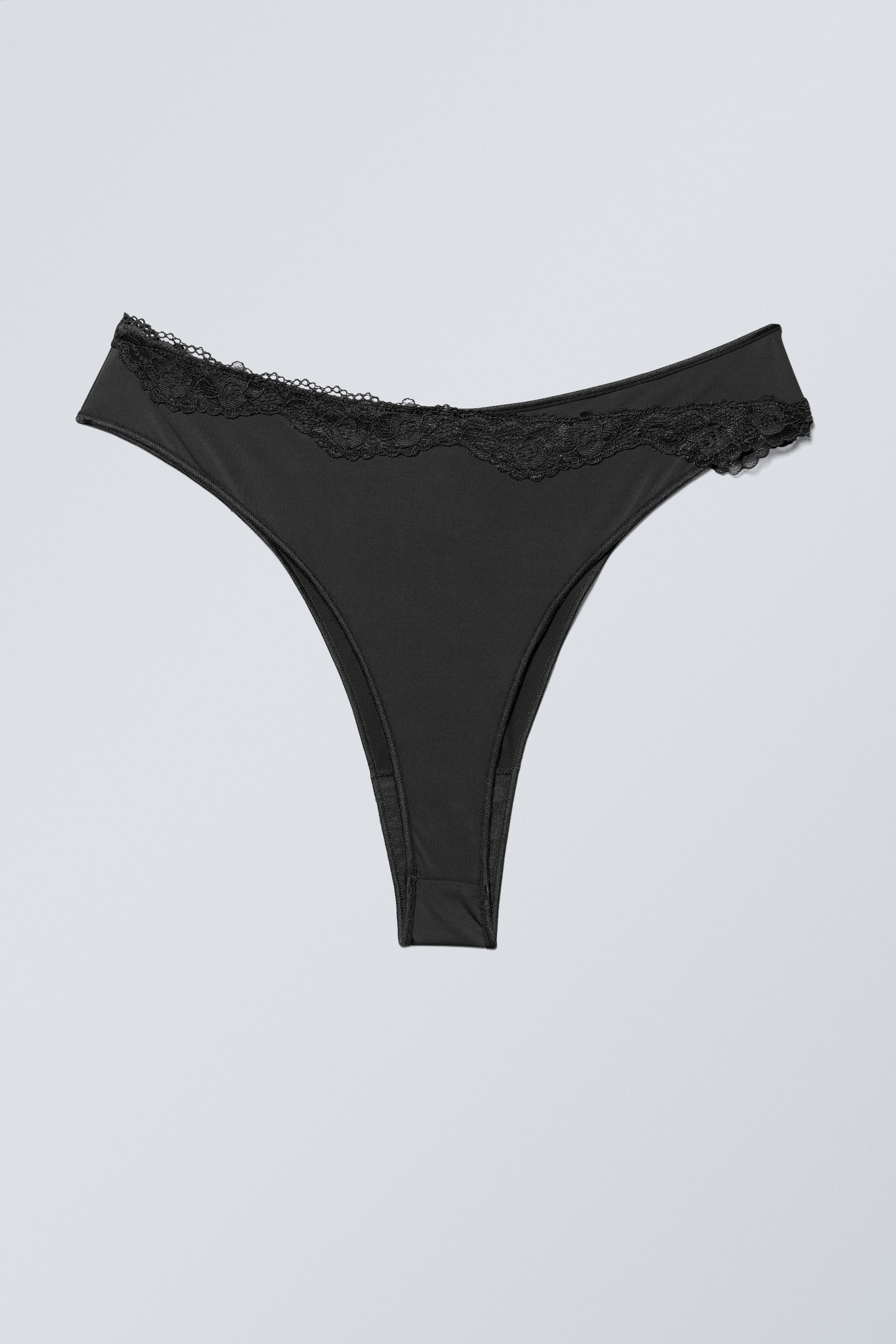 Noir - Culotte brésilienne avec dentelle Cleo - 0